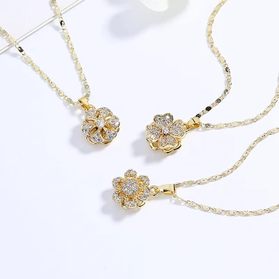 Wholesale Fashion Jewelry: Customizable 18K Gold Filled Flower Necklaces for Women