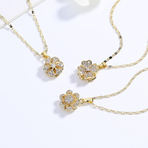 Joyería de moda al por mayor: Collares de flores personalizables con relleno de oro de 18 quilates para mujer