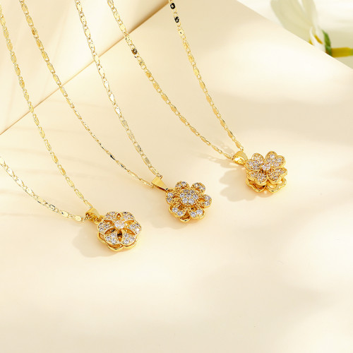 Joyería de moda al por mayor: Collares de flores personalizables con relleno de oro de 18 quilates para mujer