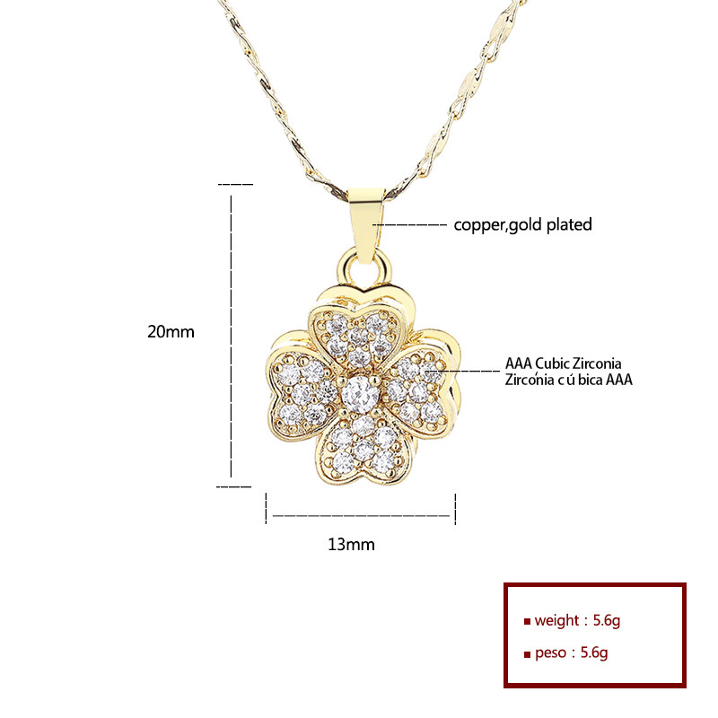 18k Gold-Plated Zircon Rotating Flower Necklace