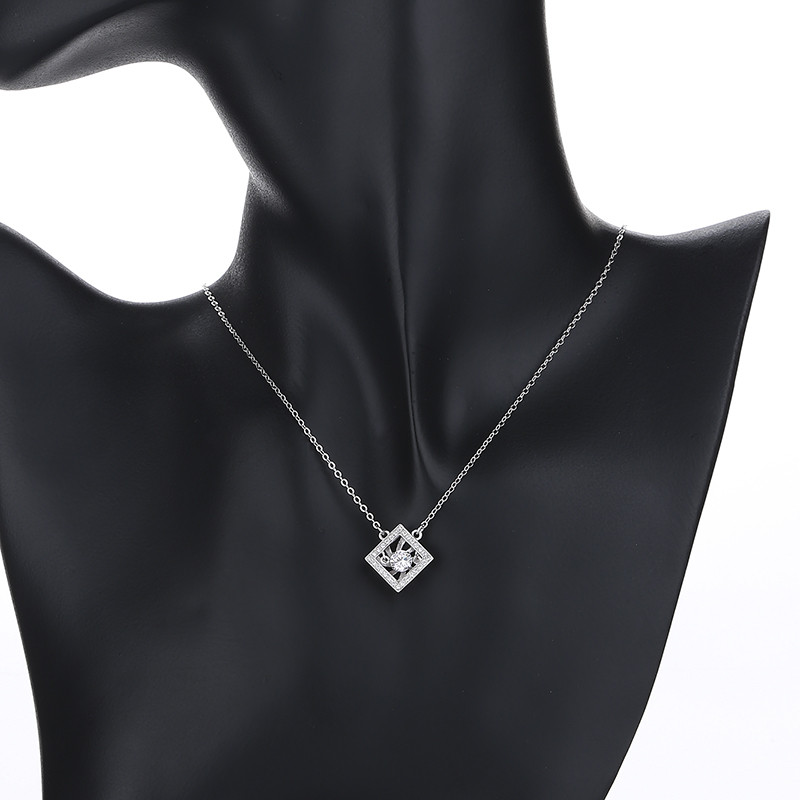 Square Zircon Silver Necklace
