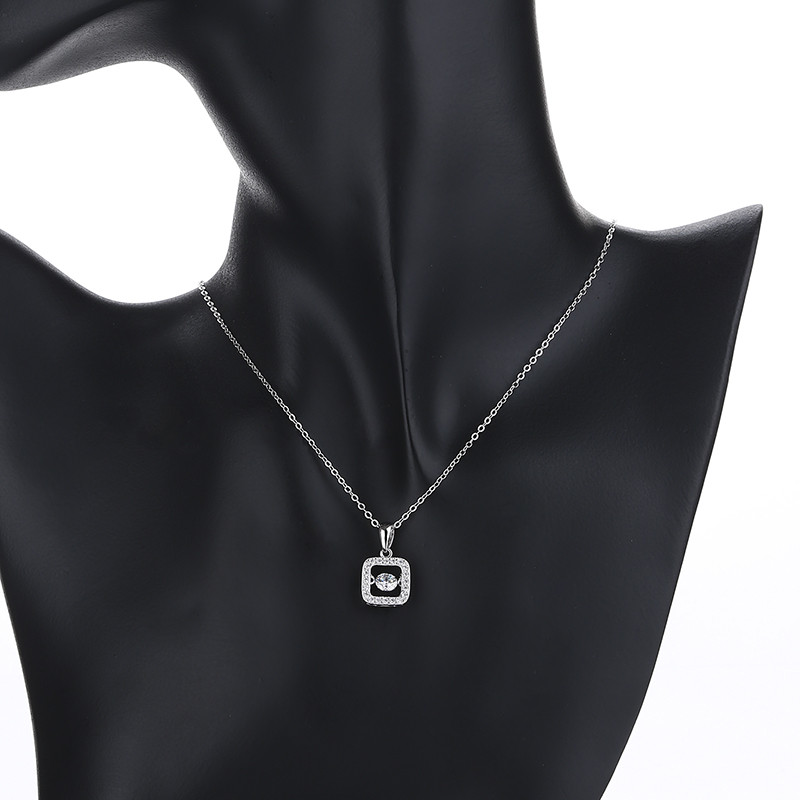 Square Zircon Silver Necklace