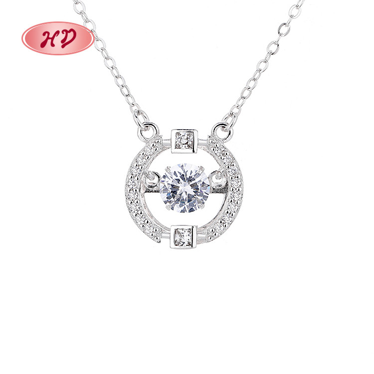 Collar con colgante circular de plata de ley 925 con circonita 3A, joyería de plata para mujer, venta al por mayor