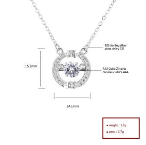Wholesale 3A Zirconia 925 Sterling Silver Circle Pendant Necklaces Charm Women Silver Jewlery