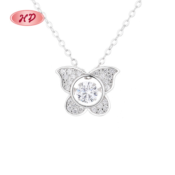 B2B Colgantes Mariposas con Circonitas Bañadas en Plata 925 Personalizables - Collares Al Por Mayor
