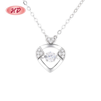 Wholesale Luxury Zirconia Silver Pendant 925 Pure Sterling Silver Heart Jewelry Necklace For Women