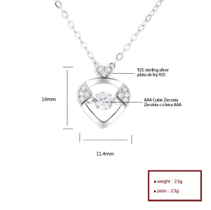 Wholesale Luxury Zirconia Silver Pendant 925 Pure Sterling Silver Heart Jewelry Necklace For Women
