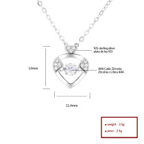 Wholesale Luxury Zirconia Silver Pendant 925 Pure Sterling Silver Heart Jewelry Necklace For Women