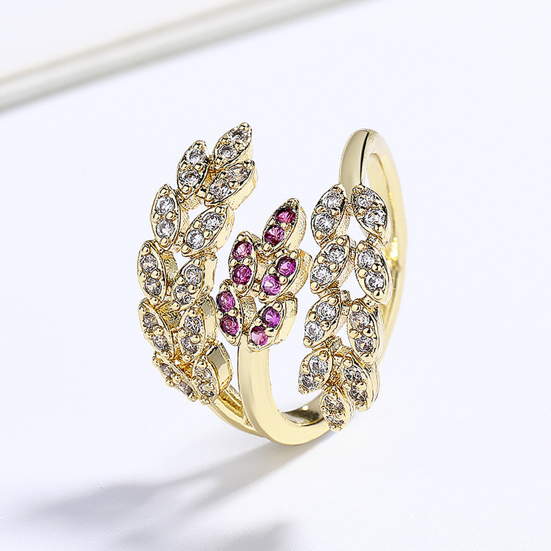 Leaf Zircon Gold Plated Ring