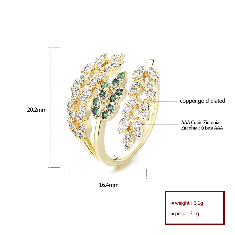 Leaf Zircon Gold Plated Ring