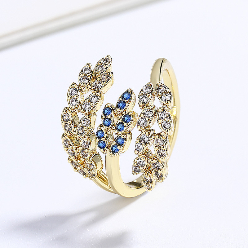 Leaf Zircon Gold Plated Ring