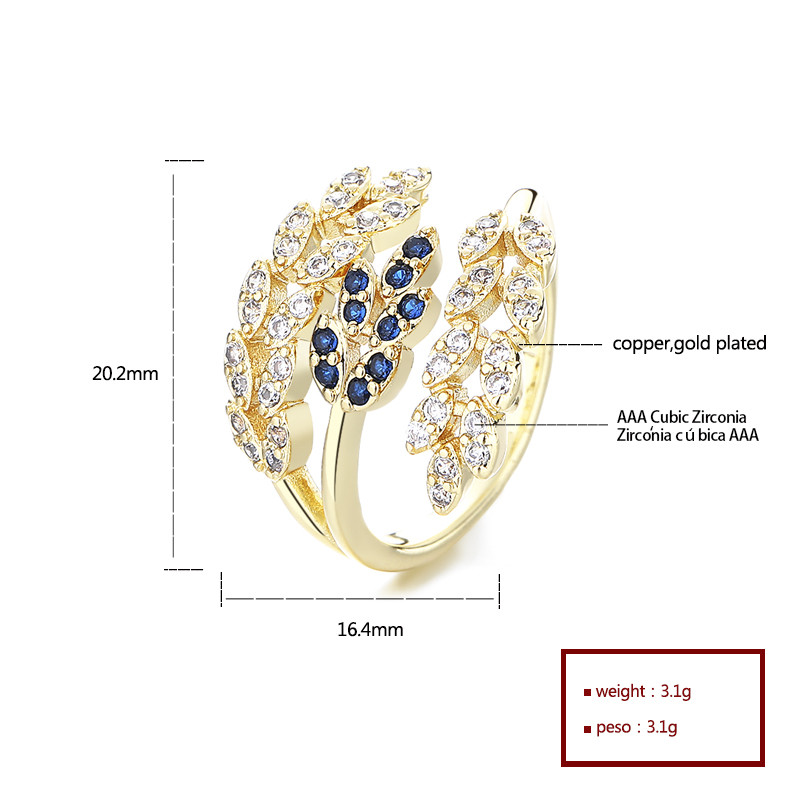 Leaf Zircon Gold Plated Ring