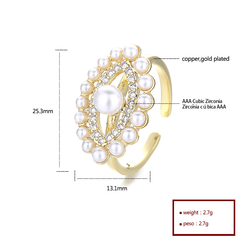 descubre la serie de anillos chapados en oro con circonitas y perlas