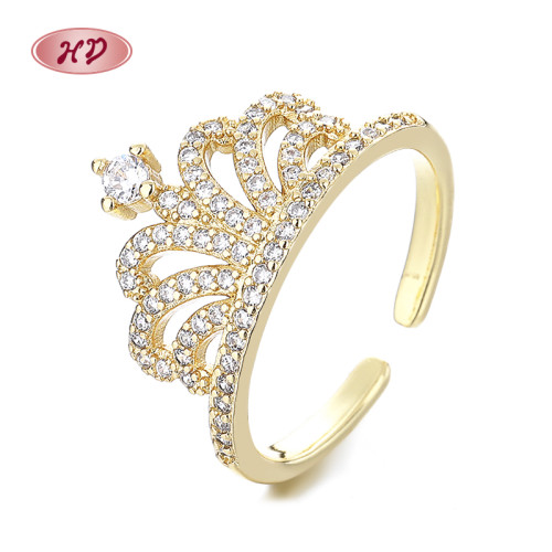 Exclusive Wholesale Crown Rings - 18K Gold Plated with AAA Cubic Zirconia for Brand Retailers - OEM/ODM Ready
