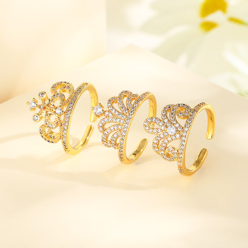 Exclusive Wholesale Crown Rings - 18K Gold Plated with AAA Cubic Zirconia Halo Crown Ring