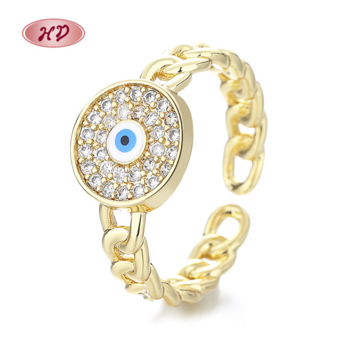 Venta al por mayor de elegancia de joyería HD: Anillos de ojo de diablo chapados en oro de 18 quilates para mujer - Servicios OEM/ODM