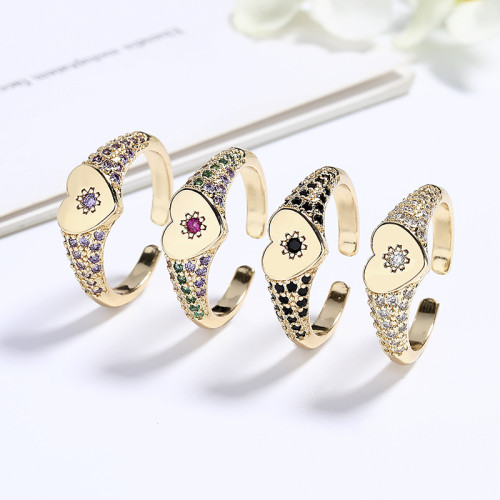 Fast Shipping Wholesale Heart-Cut Micropavé AAA Cubic Zirconia Rings - 18K Gold Plated