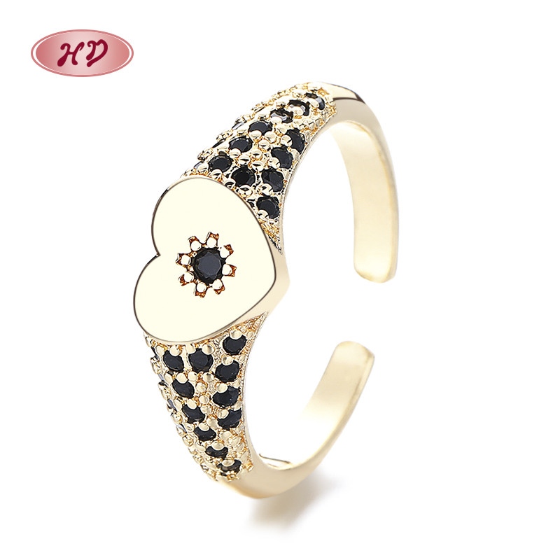 Heart-Shaped Flower Zircon Gold-Plated Rings