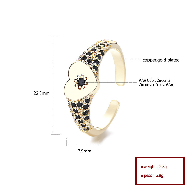 Heart-Shaped Flower Zircon Gold-Plated Rings