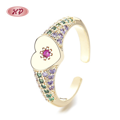 Fast Shipping Wholesale Heart-Cut Micropavé AAA Cubic Zirconia Rings - 18K Gold Plated