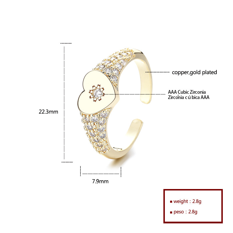 Heart-Shaped Flower Zircon Gold-Plated Rings