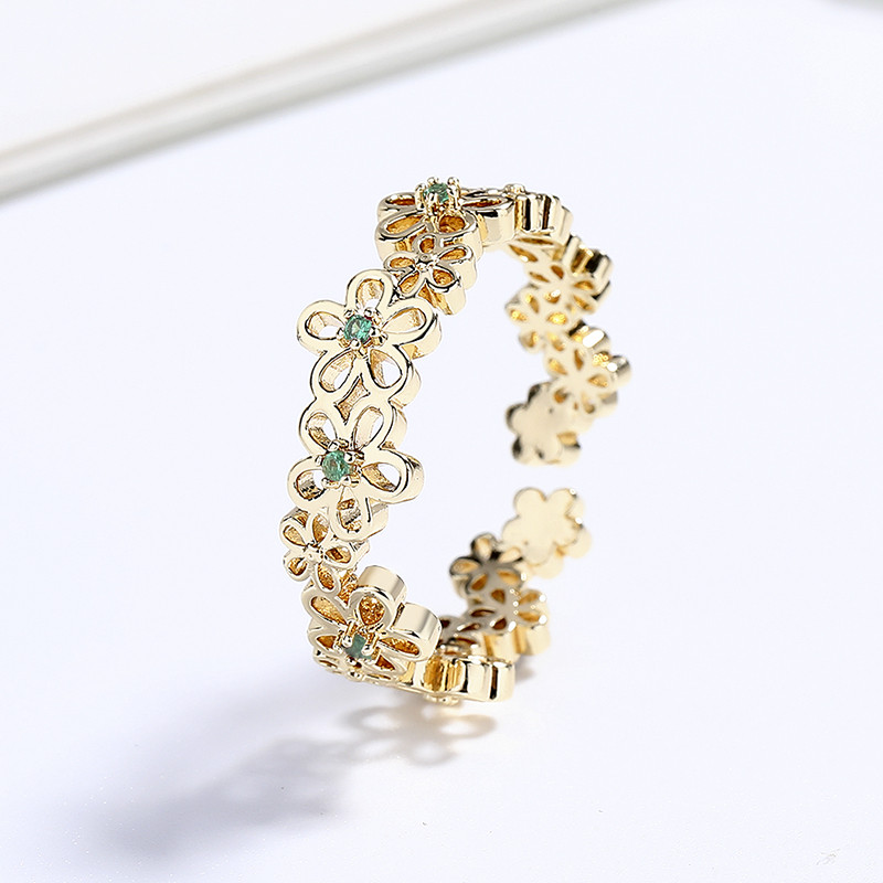 Hollow Flower Zircon Gold-Plated Rings