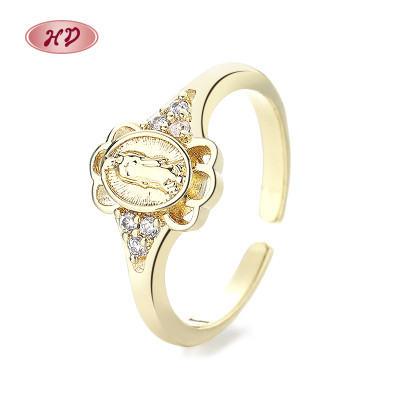 Hd high quality jewelry wholesale Religious Cross Zircon Rings For Girls In 18K Gold Plated Jewelry Elegance