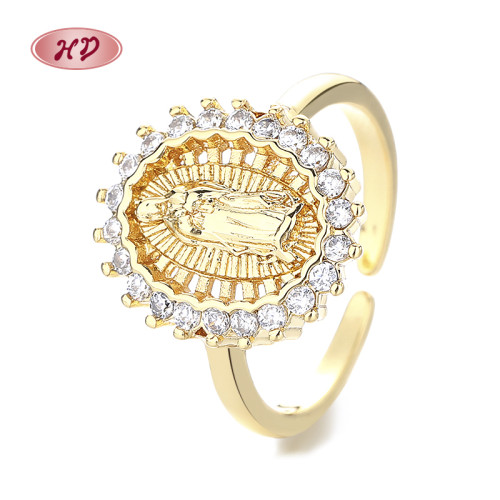Hd high quality jewelry wholesale Religious Cross Zircon Rings For Girls In 18K Gold Plated Jewelry Elegance