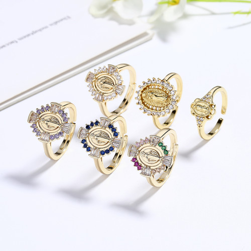 Hd high quality jewelry wholesale Religious Cross Zircon Rings For Girls In 18K Gold Plated Jewelry Elegance