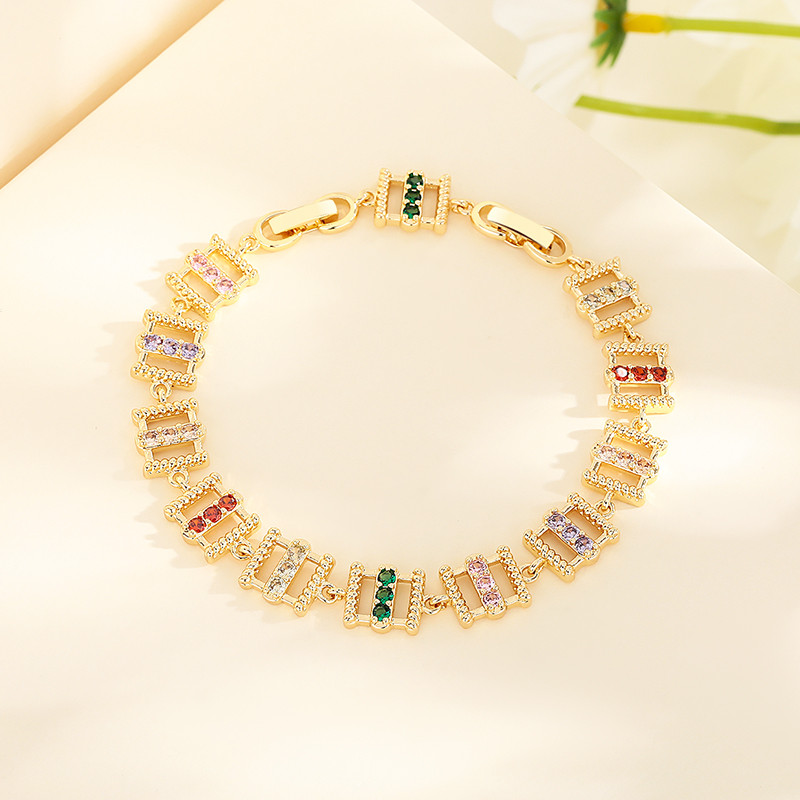 18k gold-plated colorful zircon bracelet