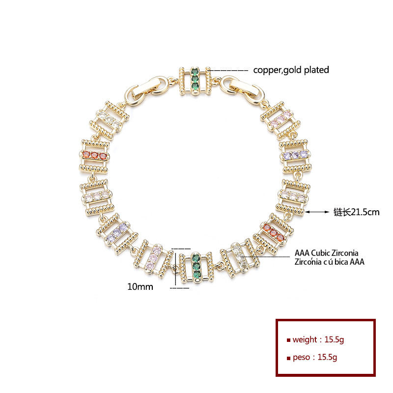 18k gold-plated colorful zircon bracelet