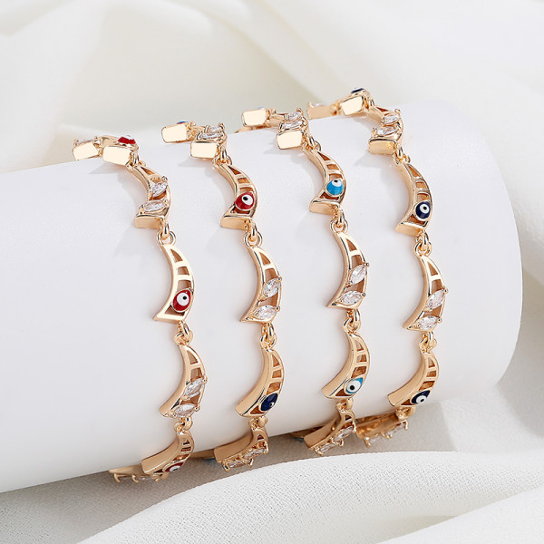 Pulsera al por mayor plateada oro de la circona cúbica del ojo del diablo de la mirada del brillo 18K de la joyería de Hd