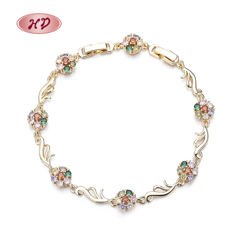 The 18K Gold-Plated Colorful Zircon Flower Bracelet