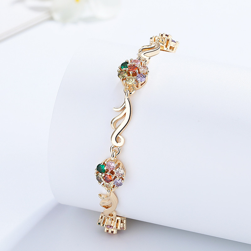 The 18K Gold-Plated Colorful Zircon Flower Bracelet