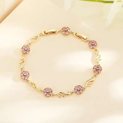 Hengdian Jewelry Blooming Elegance  Wholesale Aaa Cubic Zirconia Flower Women Bracelets And Bracelets In 18K Gold Plated Jewelry