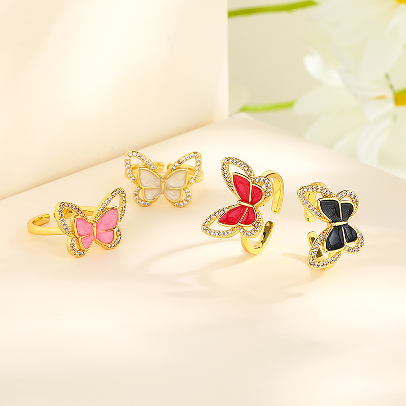 The 18K Gold-Plated Colorful Zircon Butterfly Ring