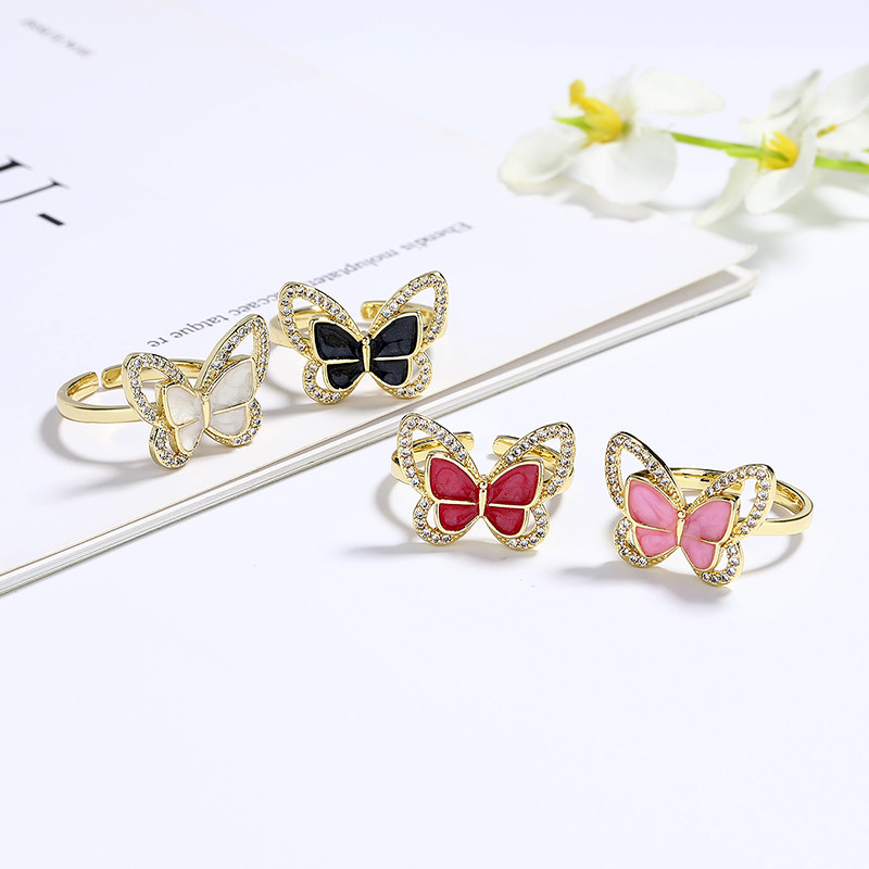 The 18K Gold-Plated Colorful Zircon Butterfly Ring