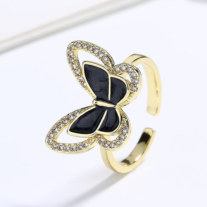 The 18K Gold-Plated Colorful Zircon Butterfly Ring