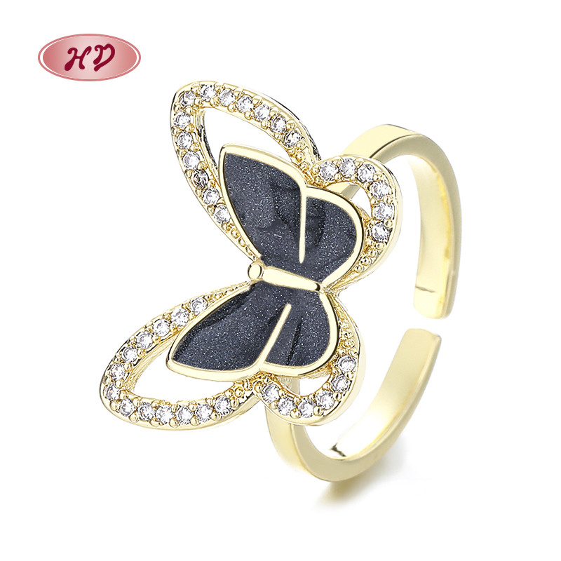 The 18K Gold-Plated Colorful Zircon Butterfly Ring