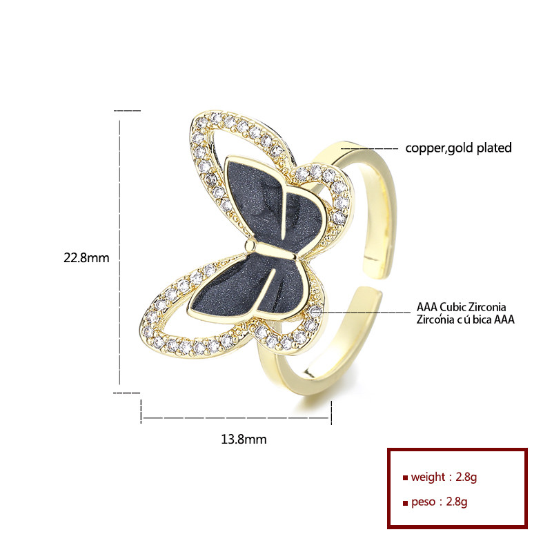 The 18K Gold-Plated Colorful Zircon Butterfly Ring