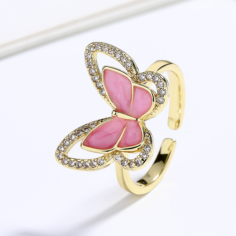 The 18K Gold-Plated Colorful Zircon Butterfly Ring