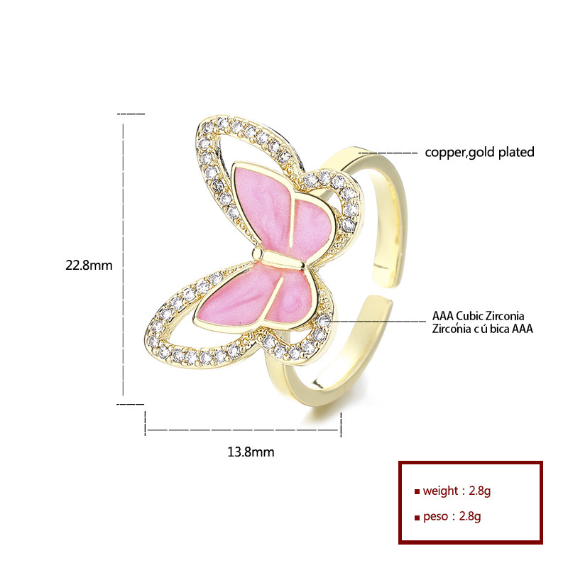 The 18K Gold-Plated Colorful Zircon Butterfly Ring