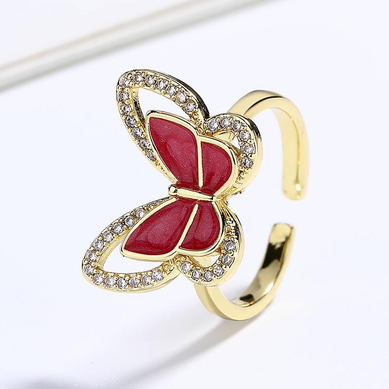 The 18K Gold-Plated Colorful Zircon Butterfly Ring