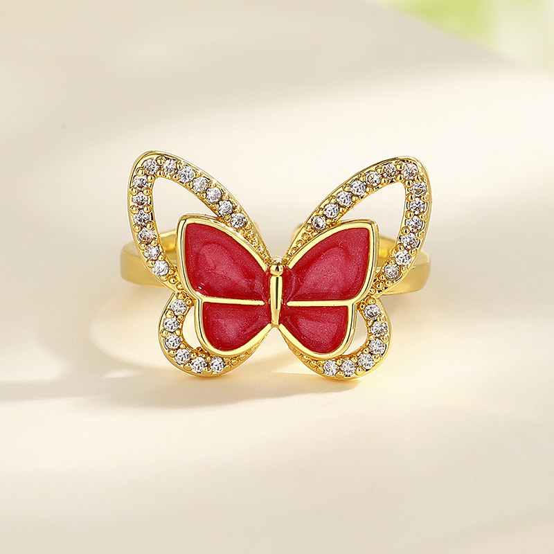 The 18K Gold-Plated Colorful Zircon Butterfly Ring