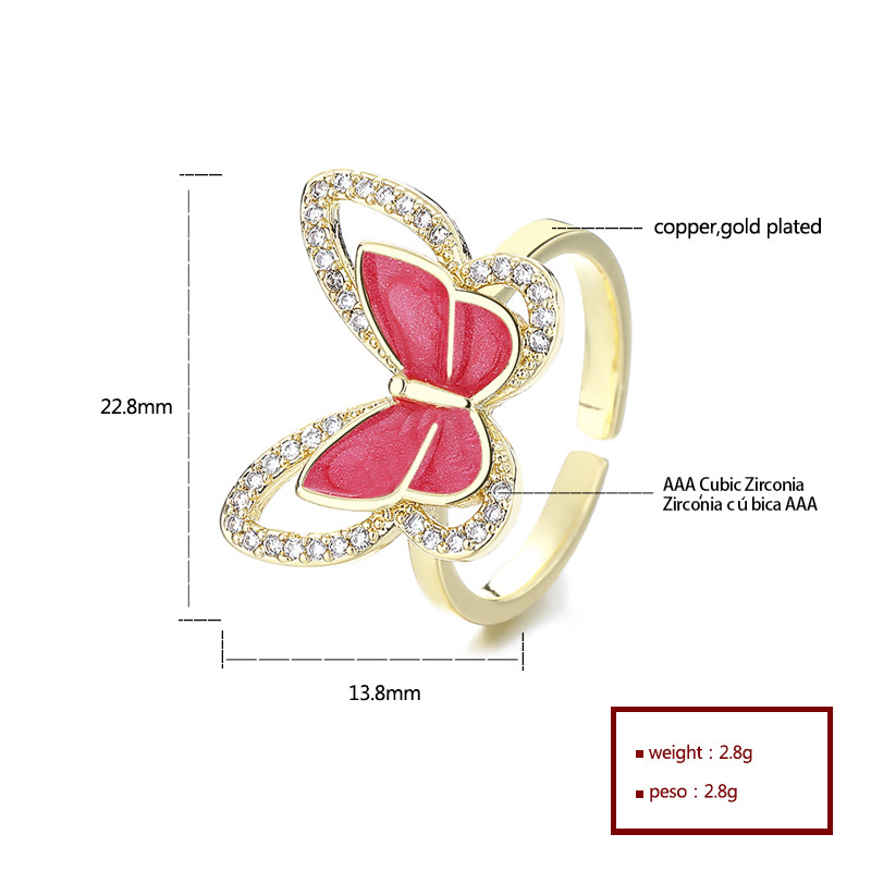 The 18K Gold-Plated Colorful Zircon Butterfly Ring