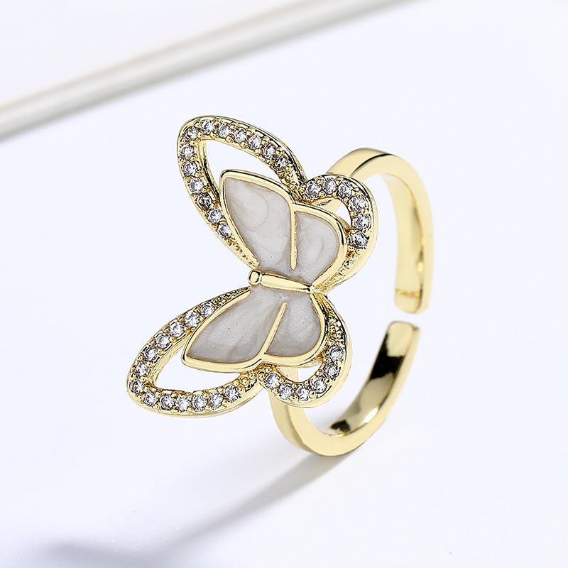 The 18K Gold-Plated Colorful Zircon Butterfly Ring