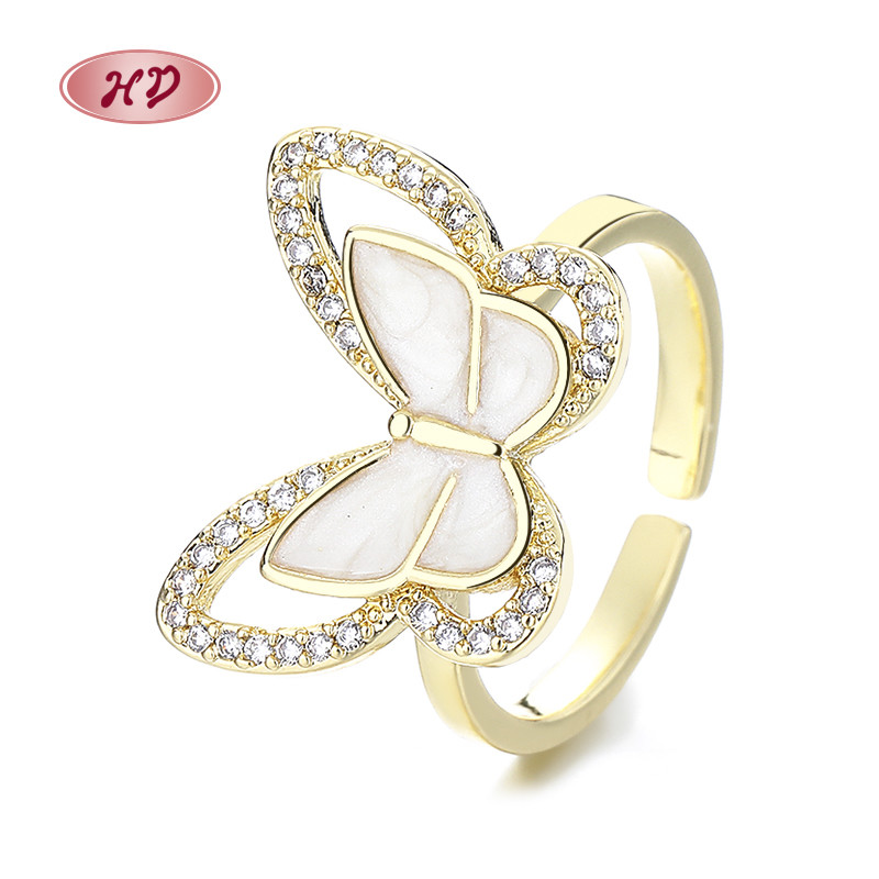 The 18K Gold-Plated Colorful Zircon Butterfly Ring