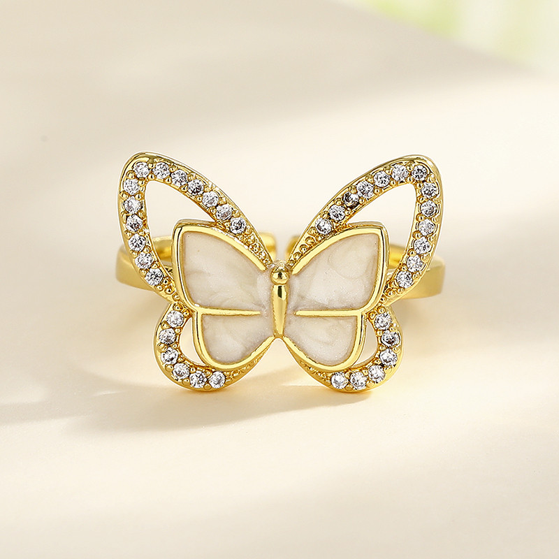 The 18K Gold-Plated Colorful Zircon Butterfly Ring