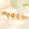 Heng Dian Elegance venta al por mayor anillos de circón de girasol joyería para mujeres en chapado en oro de 18 quilates