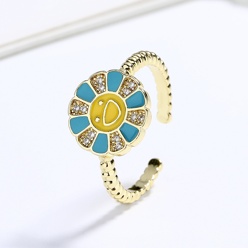 18K Gold-Plated Zircon Sunflower Ring